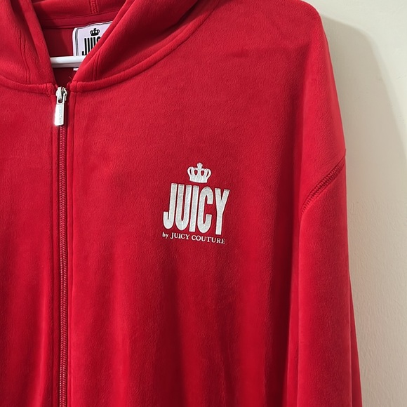 Juicy By Juicy Couture Red Velour Long Sleeve Jumpsuit Size XXL - Picture 5 of 12